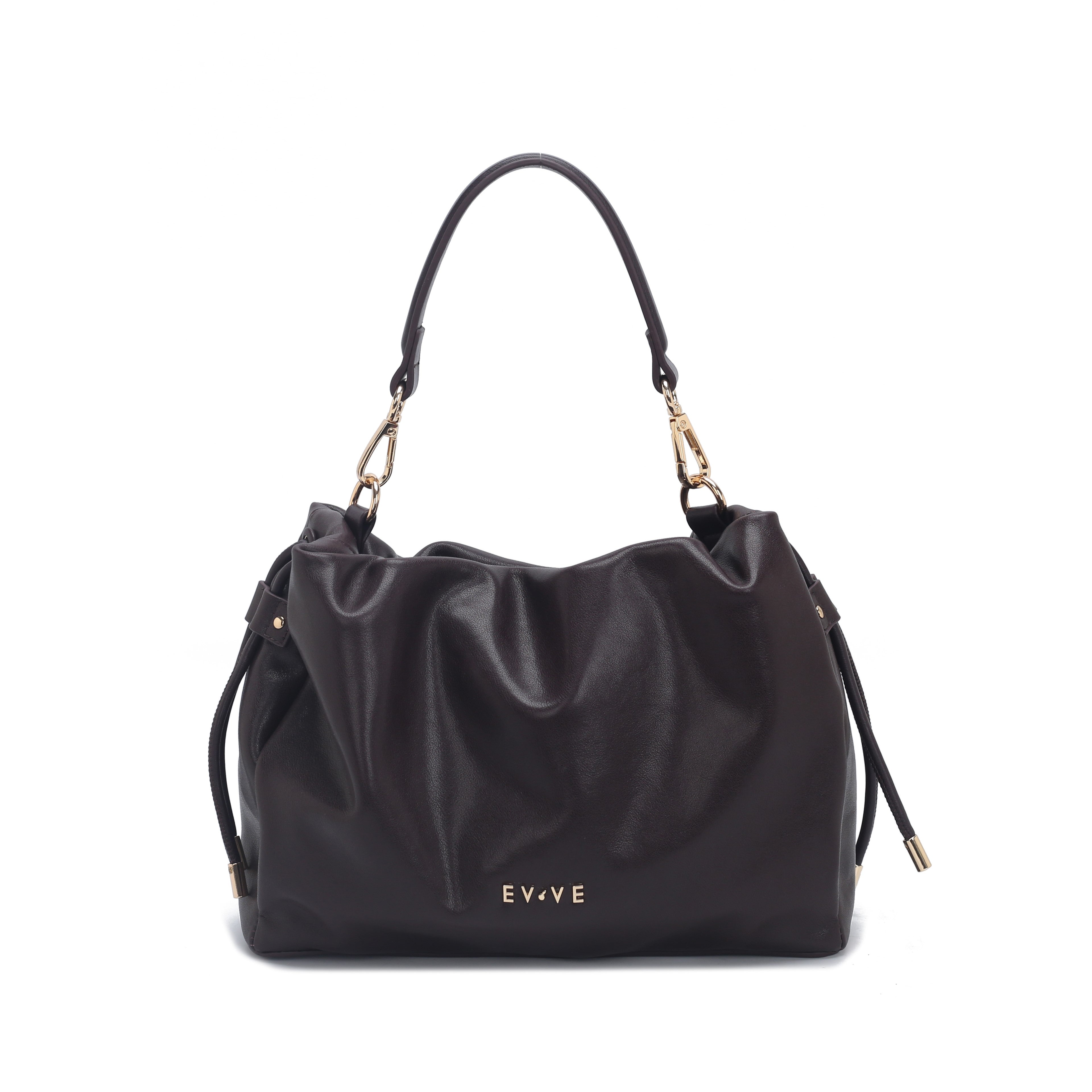 Wholesale Women Soft Ruched Genuine Leather HandBag Custom Brand Logo Drawstring Shoulder Hobo Handbag Factory OEM