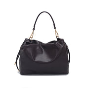 Wholesale Women Soft Ruched Genuine Leather HandBag Custom Brand Logo Drawstring Shoulder Hobo Handbag Factory OEM