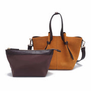 Women Vintage Caramel Suede Genuine Leather Tote Bag Large Capacity Handbag With Detachable Strap