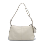 Off White Pebbled Leather Shoulder Bag with Mini Coin Pouch, Bulk Supply for Established Fashion Brands