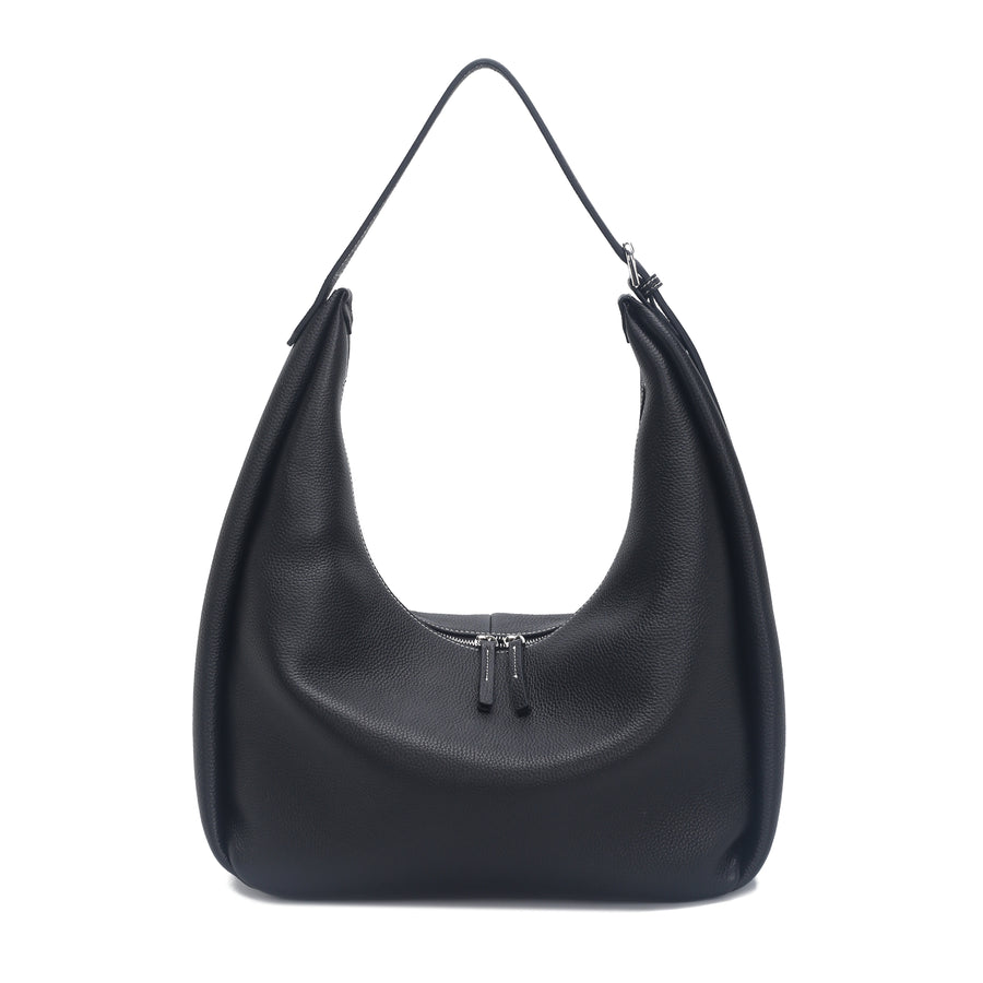 Black Pebbled Faux Leather Soft Hobo Shoulder Bag, Bulk Wholesale for Fashion Retail Brands