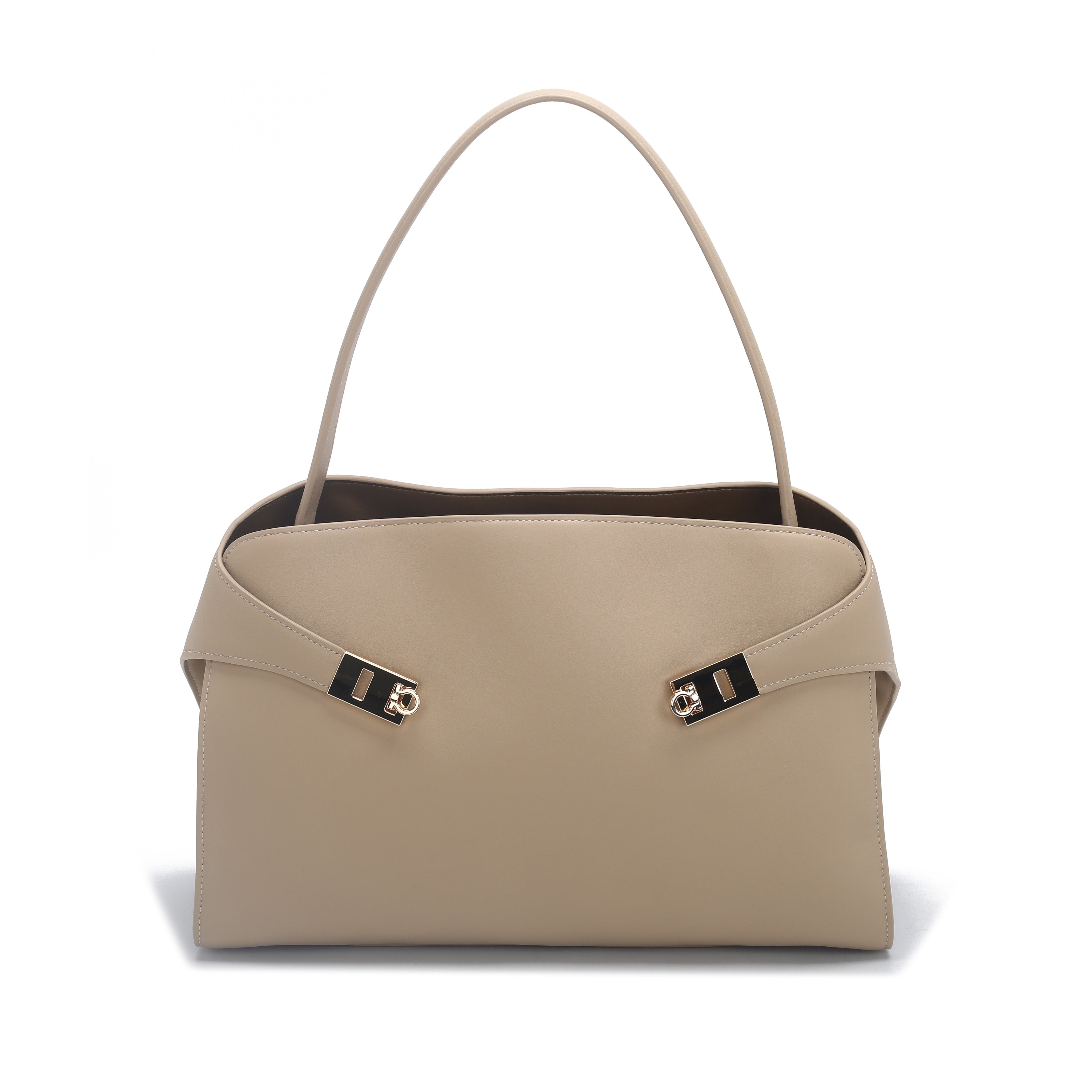 Architektonische „Unity“-Handtasche mit Griff oben | Glattes Premium-Kalbsleder