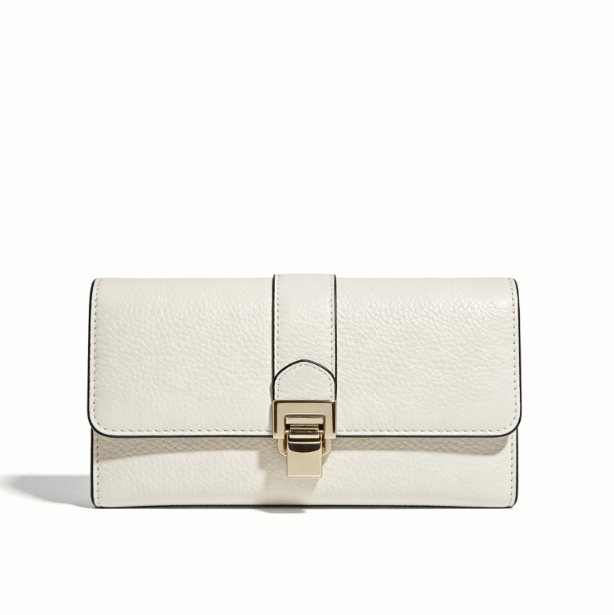 Elegant White Leather Clutch Bag, Formal Evening Handbag