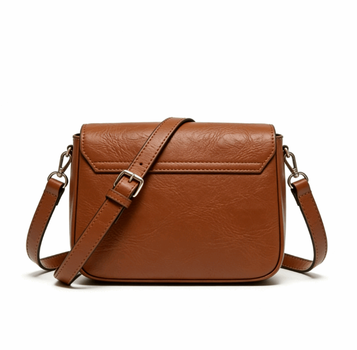 Vintage 'Heritage' Flap Crossbody | Premium Crinkled Calfskin Leather | Polished Push-Lock Satchel