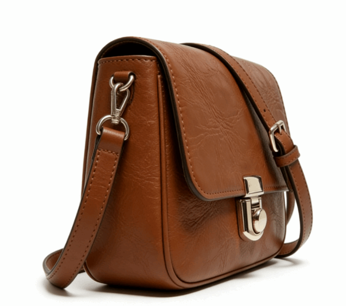 Vintage 'Heritage' Flap Crossbody | Premium Crinkled Calfskin Leather | Polished Push-Lock Satchel