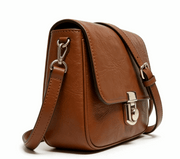Vintage 'Heritage' Flap Crossbody | Premium Crinkled Calfskin Leather | Polished Push-Lock Satchel