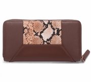 Snake-Pattern Leather Zip-Around Long Wallet, RFID Blocking