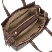 Architectural 'V-Fold' Satchel | Cognac Calfskin & Jewelry Hardware