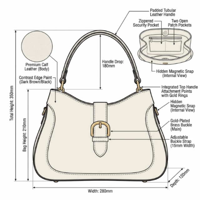 Classic 'Luna' Curvaceous Satchel | Premium Smooth Leather with Horseshoe Buckle