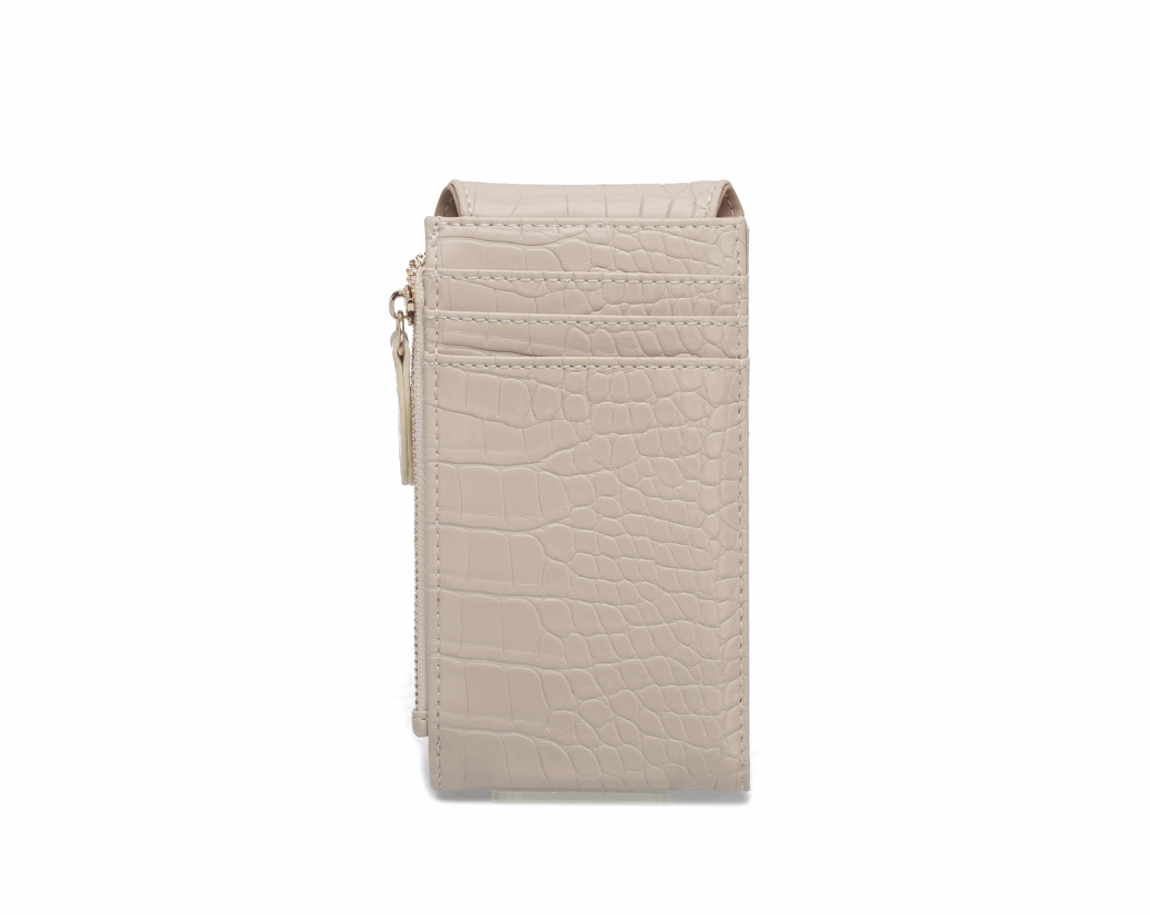 Elite 'Croc-Lux' Phone Wallet | Premium Embossed Leather | Integrated Zippered Organizer