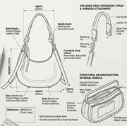 Minimalist 'Luna' Crescent Crossbody | Premium Smooth Nappa Leather | Knot-Detail Strap