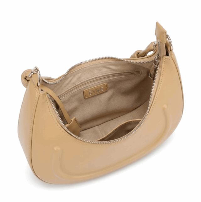 Minimalist 'Luna' Crescent Crossbody | Premium Smooth Nappa Leather | Knot-Detail Strap