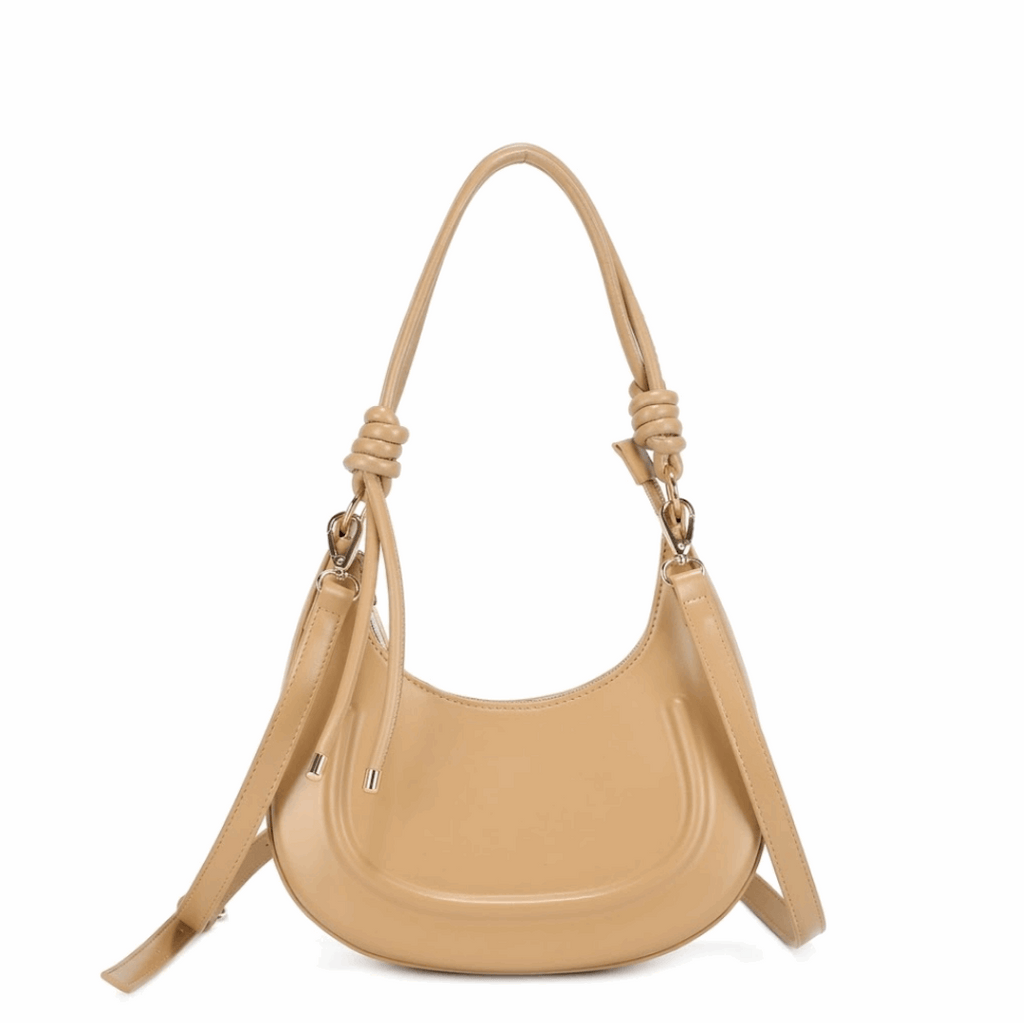 Minimalist 'Luna' Crescent Crossbody | Premium Smooth Nappa Leather | Knot-Detail Strap