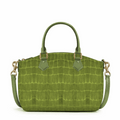'Eden' Croco-Embossed Trapeze Satchel | Premium Suede-Finish Leather | Multi-Way Crossbody Conversion