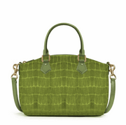 'Eden' Croco-Embossed Trapeze Satchel | Premium Suede-Finish Leather | Multi-Way Crossbody Conversion