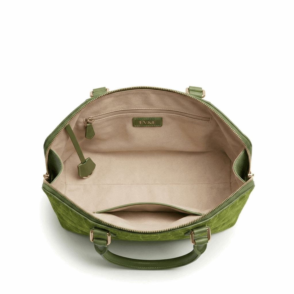 'Eden' Croco-Embossed Trapeze Satchel | Premium Suede-Finish Leather | Multi-Way Crossbody Conversion