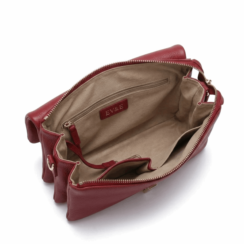 'Ruby' Triple-Gusset Crossbody | Premium Pebbled Calfskin | Minimalist Architectural Hardware