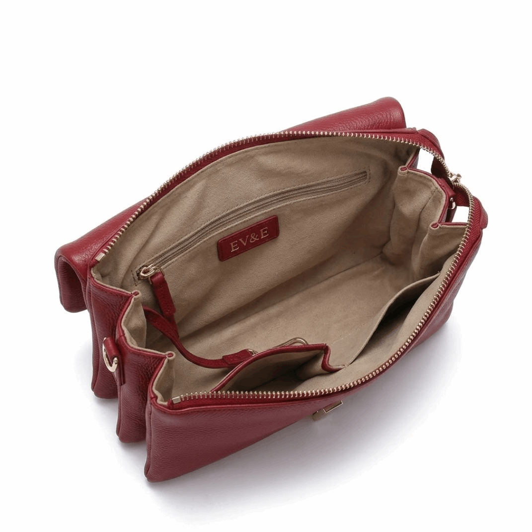 'Ruby' Triple-Gusset Crossbody | Premium Pebbled Calfskin | Minimalist Architectural Hardware