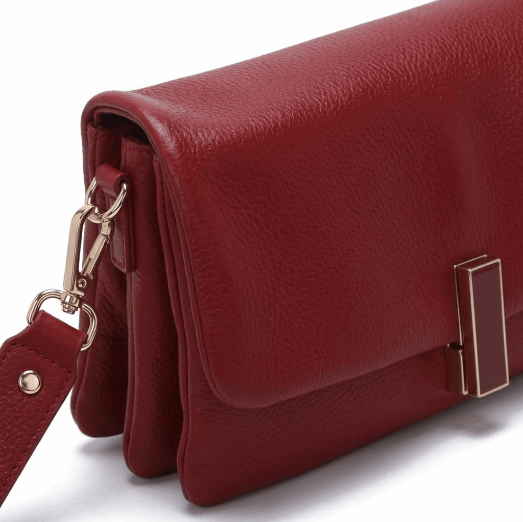 'Ruby' Triple-Gusset Crossbody | Premium Pebbled Calfskin | Minimalist Architectural Hardware