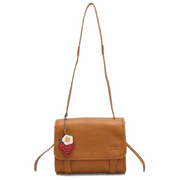 'Berry' Artisanal Crossbody | Premium Vegan Tan Leather | Detachable Strawberry Charm & Wide Utility Strap
