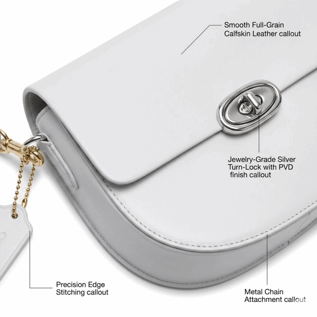 'Luna' Minimalist Half-Moon Mini Bag | Premium Smooth Calfskin Leather | Signature Polished Turn-Lock Crossbody