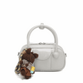 'Orbit' Avant-Garde Mini Satchel | High-Gloss Patent Leather | Circular Sculptural Handle & Teddy Charm