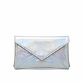 'Prism' Holographic Envelope Clutch | Metallic Iridescent Vegan Leather | Minimalist Slim Evening Handbag