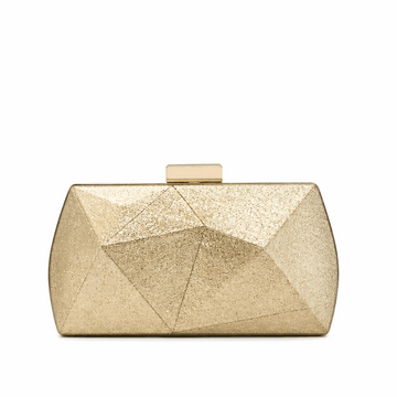Geometrische Clutch „Aura“ | Premium-Hartschale mit Goldschimmer | Architektonische Abendtasche mit Kristallschliff