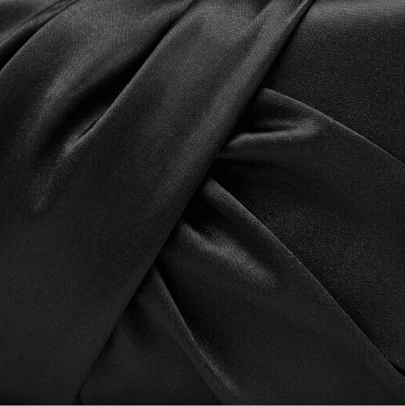 'Nocturne' Pleated Satin Clutch | Premium Silk-Lustre Fabric | Sophisticated Knotted Overlay Evening Bag