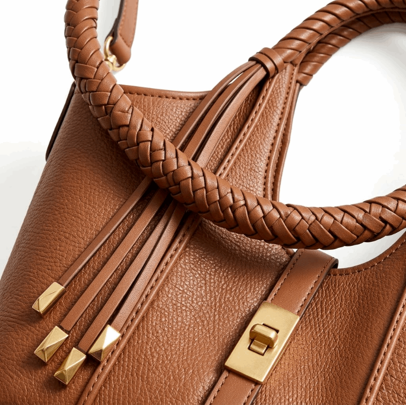 'Aura' Sculpted Hobo Tote | Premium Pebbled Grain Leather | Artisan Braided Handle Carryall with Vertical Tonal Piping