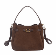 'Sienna' Heritage Bucket Bag | Premium Italian Suede & Smooth Calf Leather | Contemporary C-Link Hardware with Adjustable Multi-Carry Function