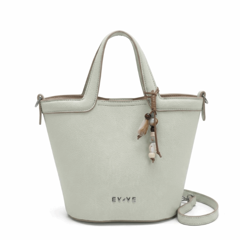 'Luna' Minimalist Bucket Bag | Premium Pebbled Grain Leather | Versatile Dual-Handle Design with Artisan Bead Charm & Adjustable Crossbody Strap