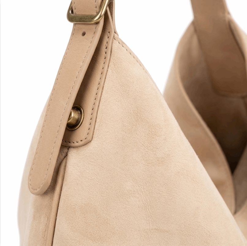 'Arc' Sculptural Hobo Bag | Premium Velvet-Finish Nubuck Leather | Ergonomic Crescent Silhouette with Adjustable Belted Shoulder Strap