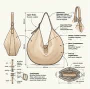 'Arc' Sculptural Hobo Bag | Premium Velvet-Finish Nubuck Leather | Ergonomic Crescent Silhouette with Adjustable Belted Shoulder Strap