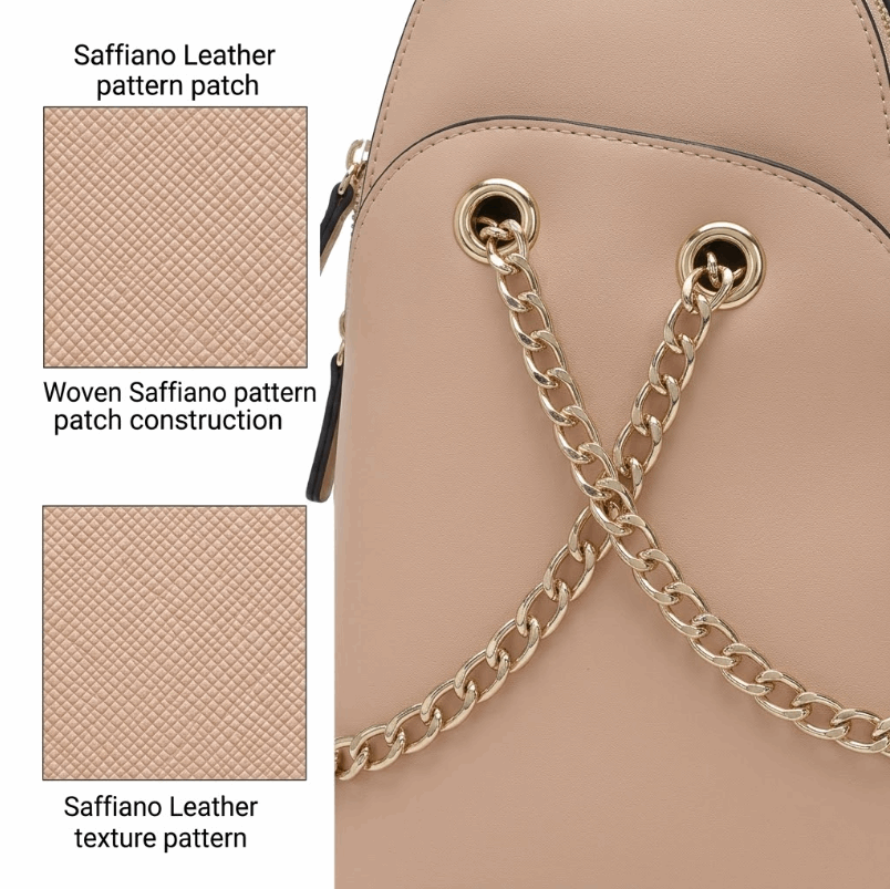 'Luna' Minimalist Urban Backpack | Premium Smooth Vegan Leather | Sophisticated Front-Chain Accent & Dual-Compartment Tech Storage