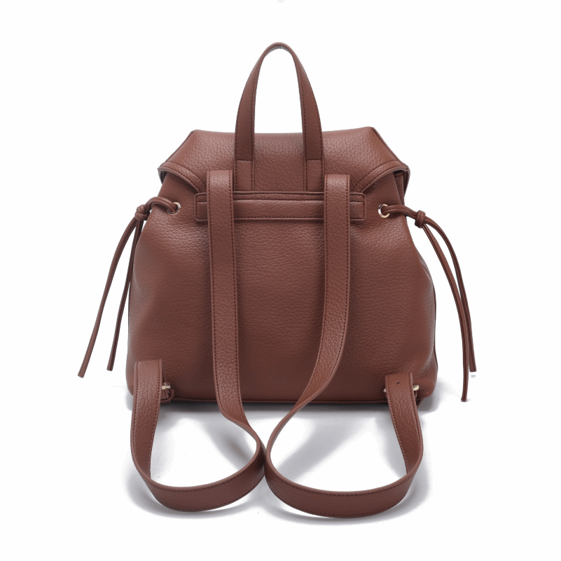 'Sienna' Convertible Urban Backpack | Premium Pebbled Vegan Leather | Signature Gold-Tone Beaded Chain Accent & Architectural Flap Design