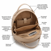 'Aura' Urban Commuter Backpack | Premium Pebbled Vegan Leather | Ergonomic Dome Silhouette with Signature Gold-Finish Branding