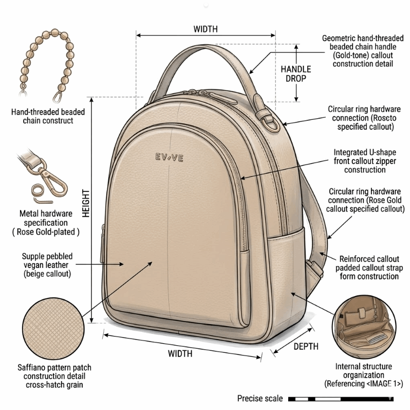 'Aura' Urban Commuter Backpack | Premium Pebbled Vegan Leather | Ergonomic Dome Silhouette with Signature Gold-Finish Branding