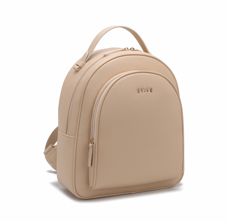 'Aura' Urban Commuter Backpack | Premium Pebbled Vegan Leather | Ergonomic Dome Silhouette with Signature Gold-Finish Branding