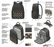 'Summit' Elite Hybrid Backpack | Premium Vegan Leather & Suede-Texture Lattice Weave | Sophisticated Urban Carryall with Gold-Tone Signature Branding
