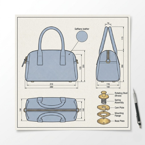 Architectural 'Sky-Saffiano' Double-Handle Handbag | Performance Leather