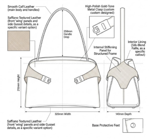 Architectural 'Unity' Top-Handle Satchel | Premium Smooth Calfskin Leather