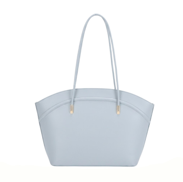 'Crescent Moon' Shoulder Bag | Premium Smooth Nappa Leather | Minimalist Architectural Tote with Extended Tubular Handles
