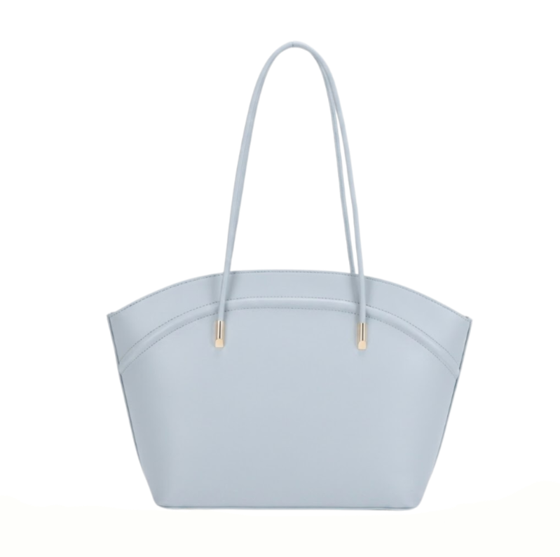 'Crescent Moon' Shoulder Bag | Premium Smooth Nappa Leather | Minimalist Architectural Tote with Extended Tubular Handles
