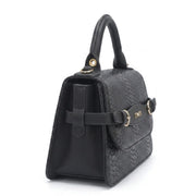 'Onyx Serpentine' Exotic Embossed Top-Handle Bag | Premium Vegan Leather with Snakeskin Texture & Signature Gold-Tone C-Clasp Belted Accent
