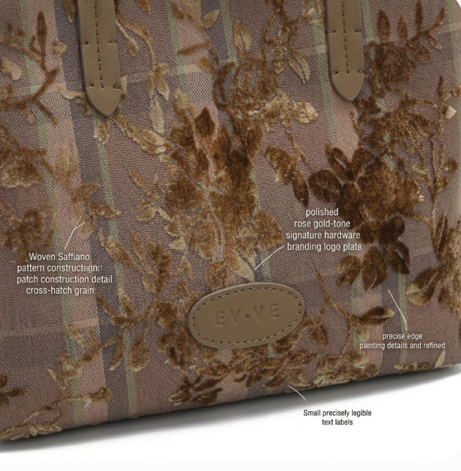 'Velvet Harvest' Artisan Tote Bag | Premium Tapestry Fabric with Sculpted Velvet Floral Overlay & Contrast Plaid Backing | Adjustable Crossbody Option