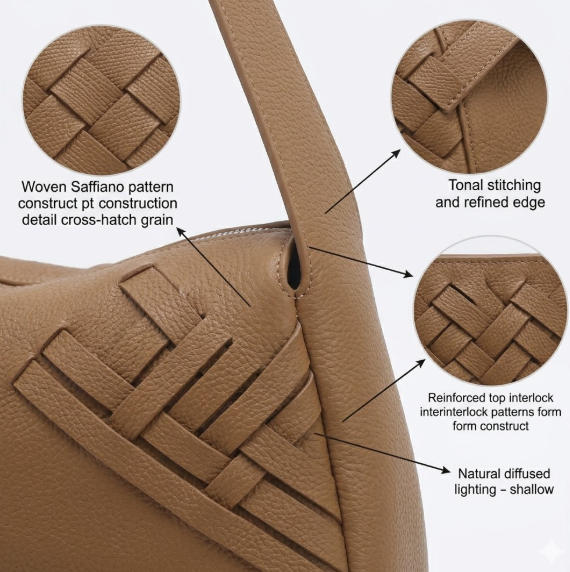 'Kensington' Classic Pebble-Grain Calfskin Hobo | Premium Tan Genuine Leather | Secure Dual-Compartment Tech Shoulder Bag with Adjustable Crossbody Option