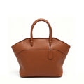 Elegant Genuine Leather Satchel Bag, Classic Top-Handle Tote with Gold-Tone Lock & Detachable Crossbody Strap for Women