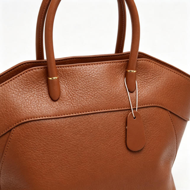Elegant Genuine Leather Satchel Bag, Classic Top-Handle Tote with Gold-Tone Lock & Detachable Crossbody Strap for Women