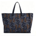 Printed Fabric & Leather Tote Bag, Women's Large Floral Paisley Shoulder Tote with Genuine Leather Handles, OEM/ODM Customizable